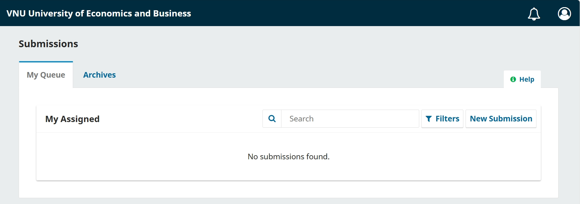 Submissions queue in author dashboard